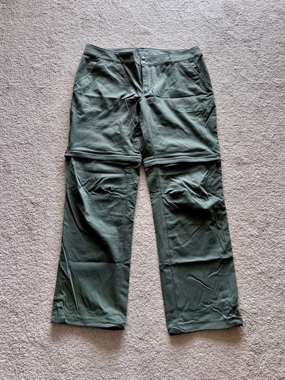 Columbia Omni-Shield Convertible Hiking Pants Green Zip-Off Outdoor 16W